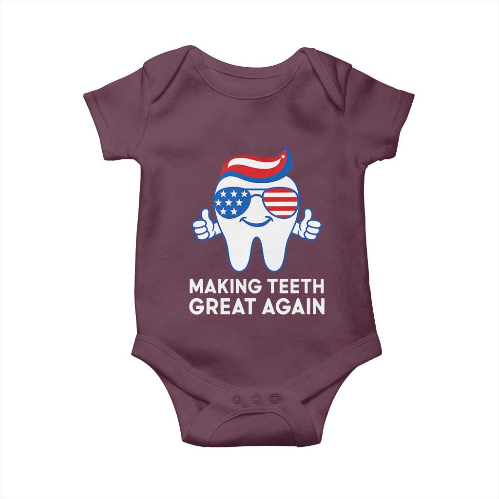 Funny Patriotic Dentist Baby Onesie Making Teeth Great Again America Oral Health Toothpaste Hair - Wonder Print Shop