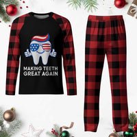 Funny Patriotic Dentist Plaid Pajama Set Making Teeth Great Again America Oral Health Toothpaste Hair - Wonder Print Shop