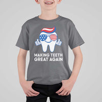 Funny Patriotic Dentist T Shirt For Kid Making Teeth Great Again America Oral Health Toothpaste Hair - Wonder Print Shop
