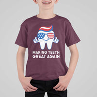 Funny Patriotic Dentist T Shirt For Kid Making Teeth Great Again America Oral Health Toothpaste Hair - Wonder Print Shop