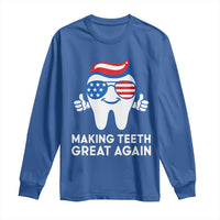 Funny Patriotic Dentist Long Sleeve Shirt Making Teeth Great Again America Oral Health Toothpaste Hair - Wonder Print Shop