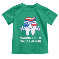 Funny Patriotic Dentist Toddler T Shirt Making Teeth Great Again America Oral Health Toothpaste Hair - Wonder Print Shop