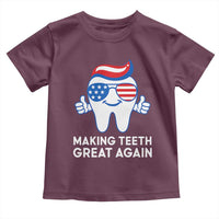 Funny Patriotic Dentist Toddler T Shirt Making Teeth Great Again America Oral Health Toothpaste Hair - Wonder Print Shop
