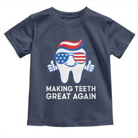 Funny Patriotic Dentist Toddler T Shirt Making Teeth Great Again America Oral Health Toothpaste Hair - Wonder Print Shop