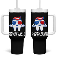 Funny Patriotic Dentist Tumbler With Handle Making Teeth Great Again America Oral Health Toothpaste Hair - Wonder Print Shop