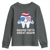 Funny Patriotic Dentist Youth Sweatshirt Making Teeth Great Again America Oral Health Toothpaste Hair - Wonder Print Shop