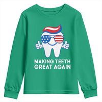 Funny Patriotic Dentist Youth Sweatshirt Making Teeth Great Again America Oral Health Toothpaste Hair - Wonder Print Shop