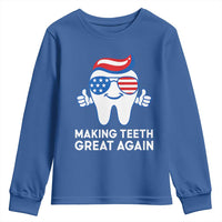Funny Patriotic Dentist Youth Sweatshirt Making Teeth Great Again America Oral Health Toothpaste Hair - Wonder Print Shop