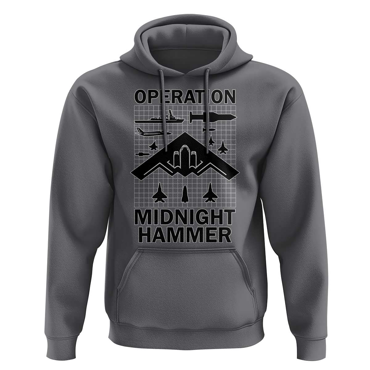 Operation Midnight Hammer Military Hoodie Tactical Warfare Jets Bombers - Wonder Print Shop