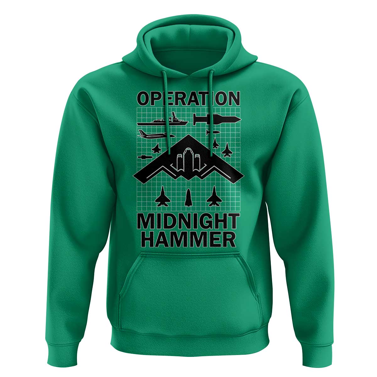 Operation Midnight Hammer Military Hoodie Tactical Warfare Jets Bombers - Wonder Print Shop