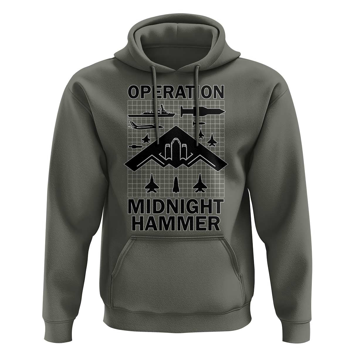 Operation Midnight Hammer Military Hoodie Tactical Warfare Jets Bombers - Wonder Print Shop