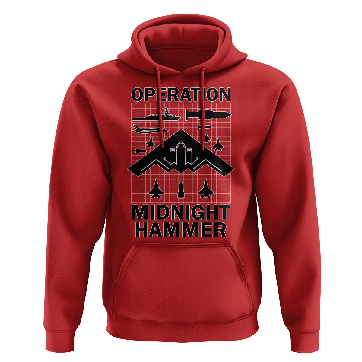 Operation Midnight Hammer Military Hoodie Tactical Warfare Jets Bombers - Wonder Print Shop