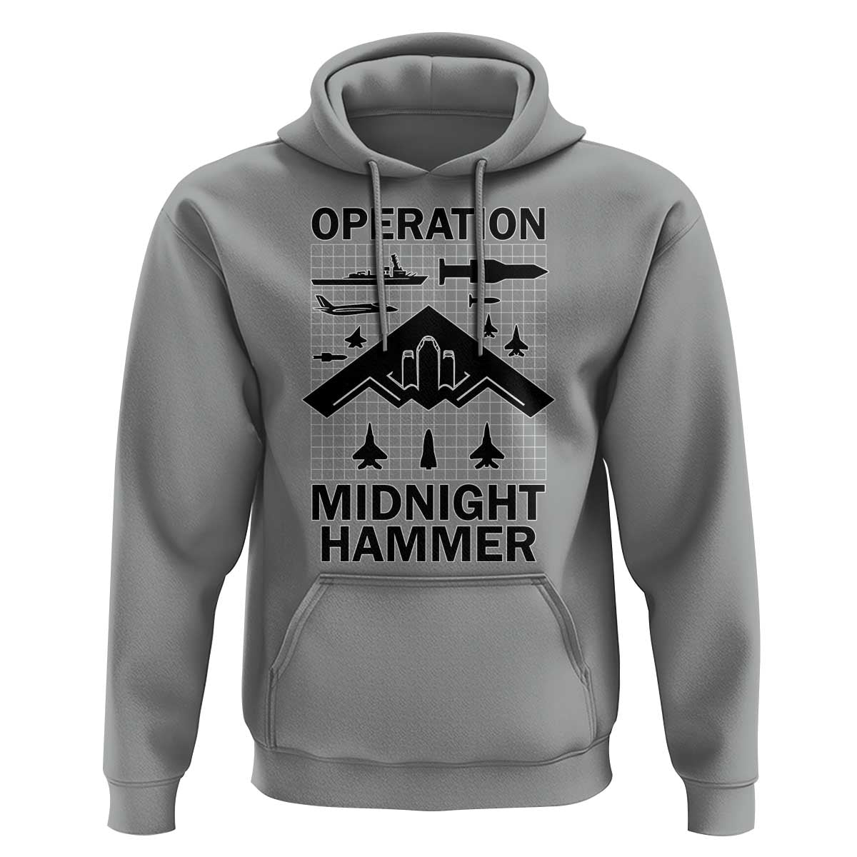Operation Midnight Hammer Military Hoodie Tactical Warfare Jets Bombers - Wonder Print Shop