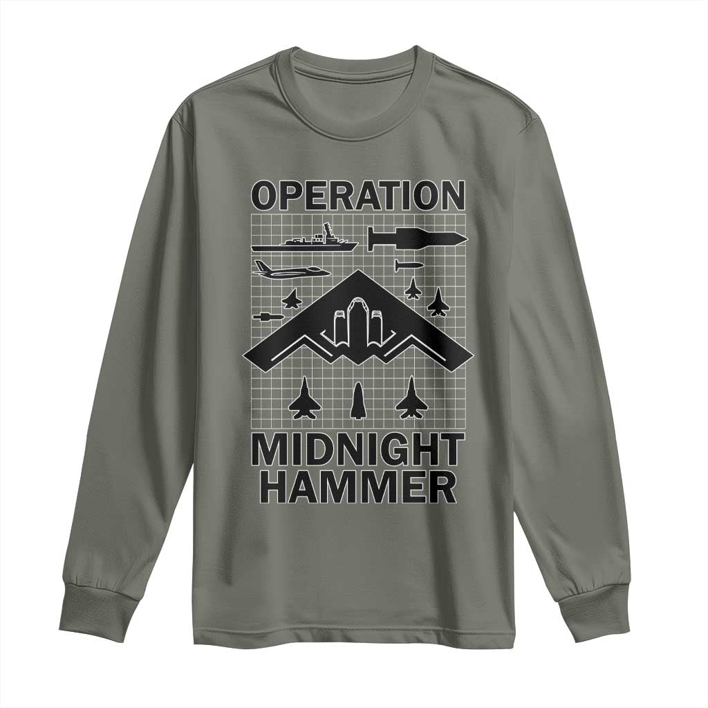Operation Midnight Hammer Military Long Sleeve Shirt Tactical Warfare Jets Bombers - Wonder Print Shop