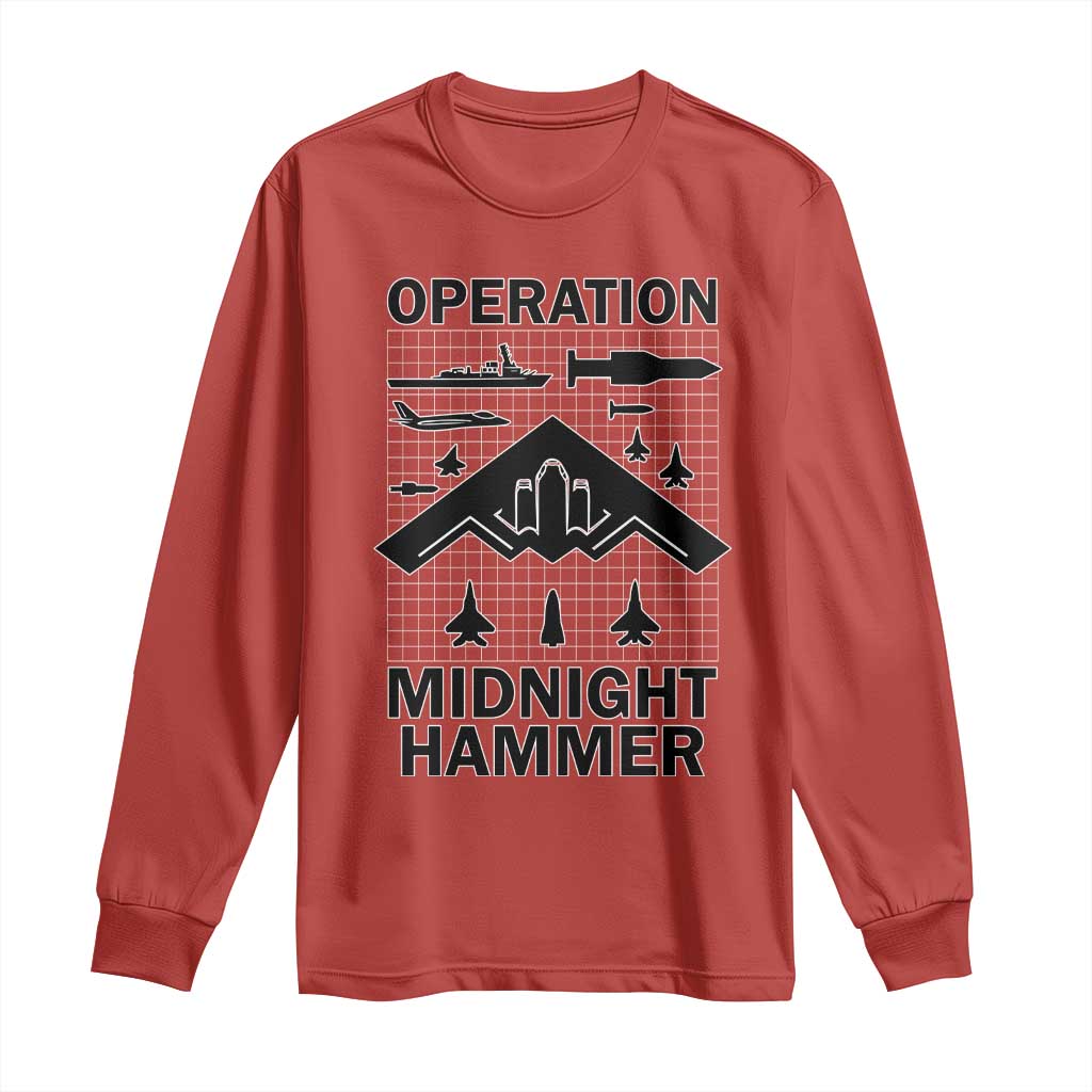 Operation Midnight Hammer Military Long Sleeve Shirt Tactical Warfare Jets Bombers - Wonder Print Shop