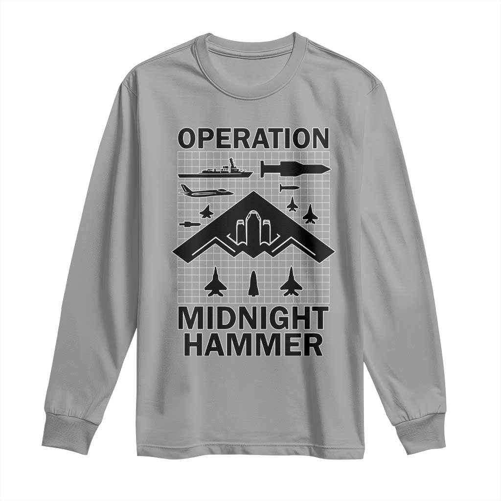 Operation Midnight Hammer Military Long Sleeve Shirt Tactical Warfare Jets Bombers - Wonder Print Shop