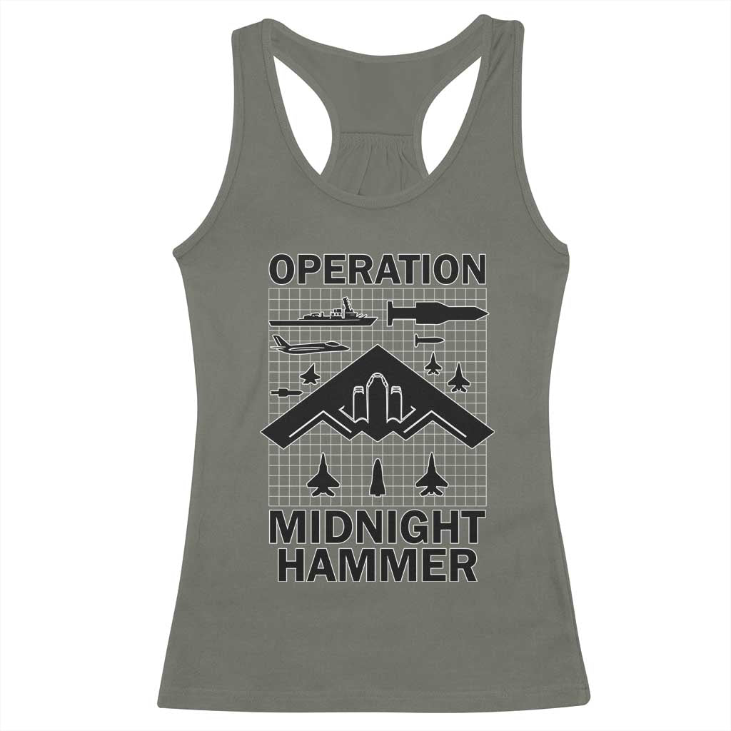 Operation Midnight Hammer Military Racerback Tank Top Tactical Warfare Jets Bombers - Wonder Print Shop