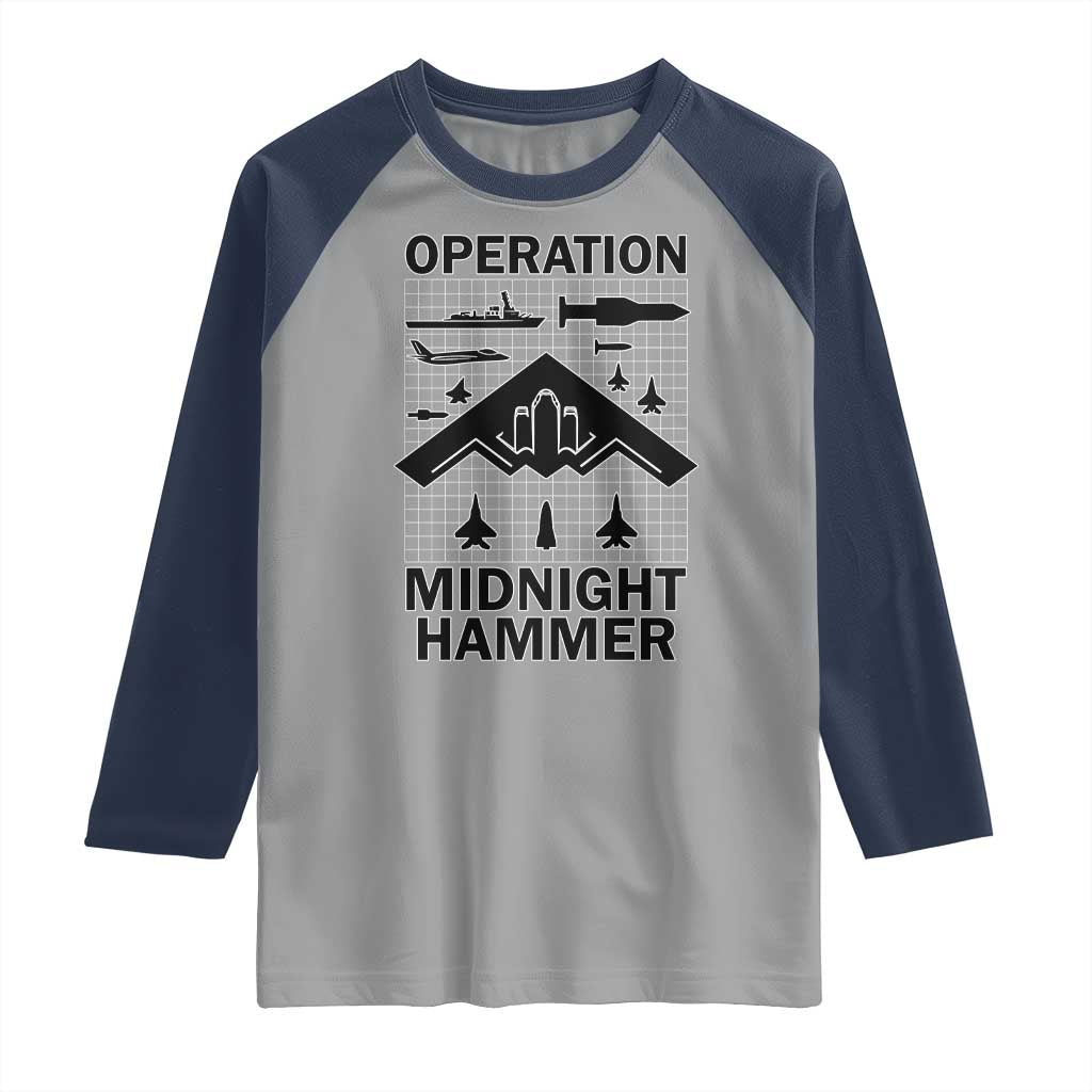 Operation Midnight Hammer Military Raglan Shirt Tactical Warfare Jets Bombers - Wonder Print Shop