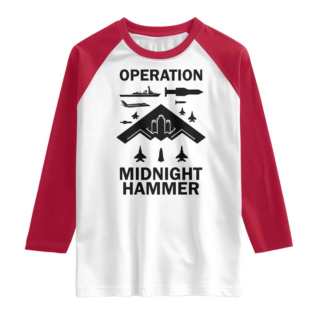Operation Midnight Hammer Military Raglan Shirt Tactical Warfare Jets Bombers - Wonder Print Shop
