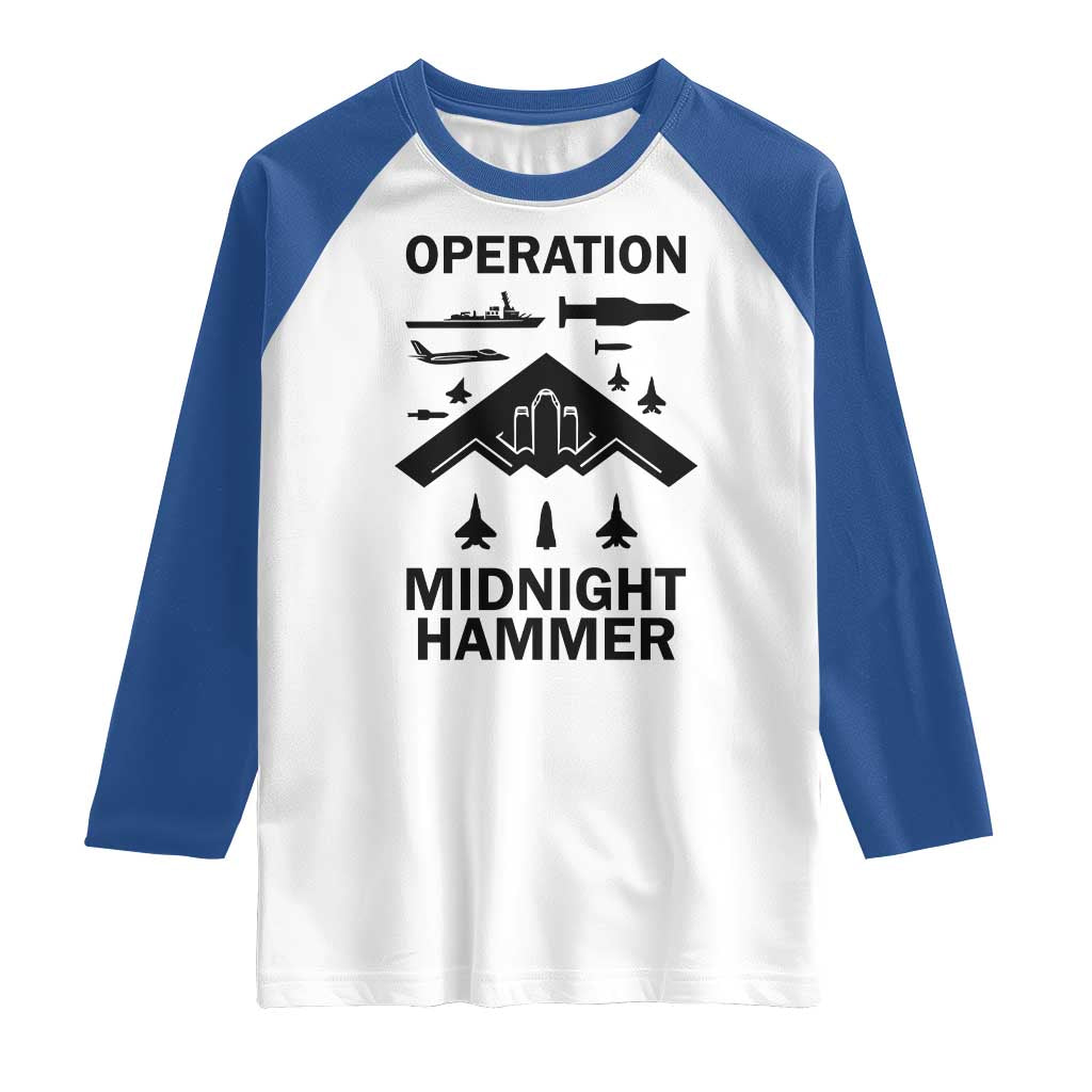 Operation Midnight Hammer Military Raglan Shirt Tactical Warfare Jets Bombers - Wonder Print Shop
