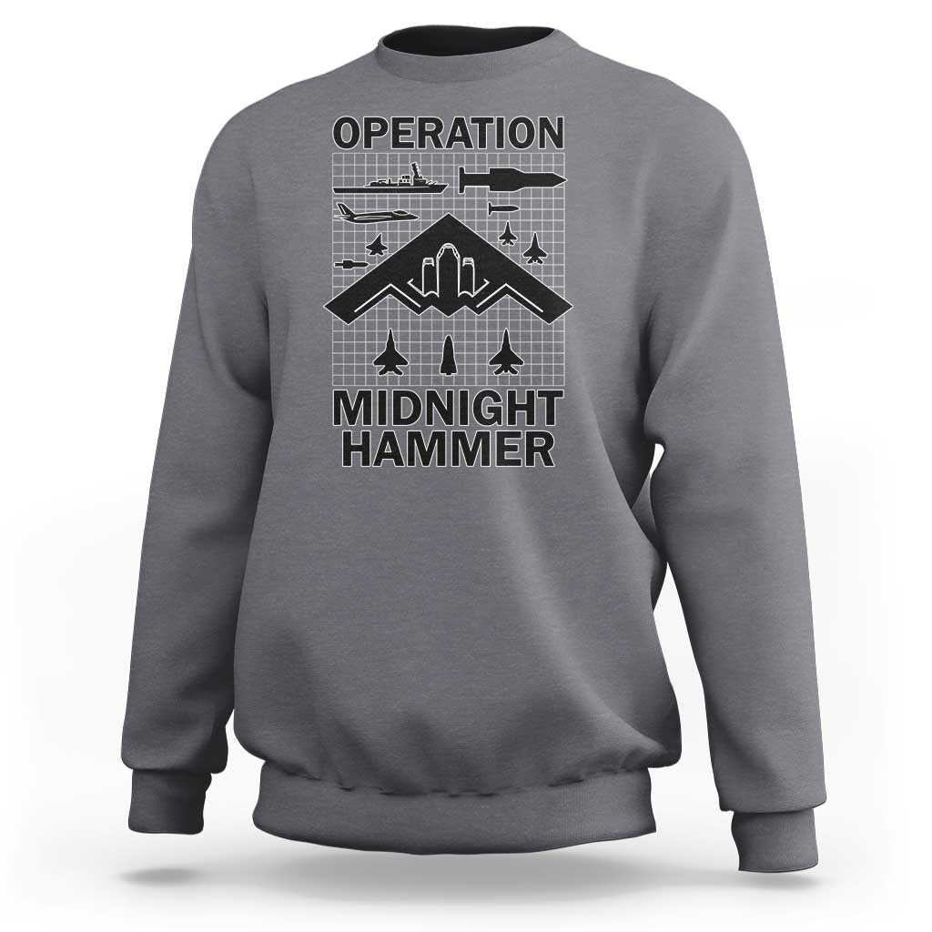 Operation Midnight Hammer Military Sweatshirt Tactical Warfare Jets Bombers - Wonder Print Shop