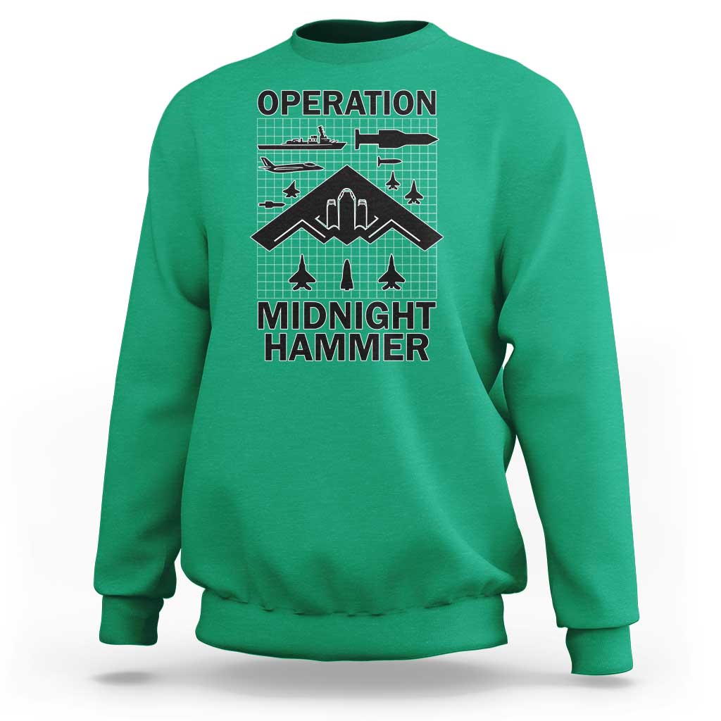 Operation Midnight Hammer Military Sweatshirt Tactical Warfare Jets Bombers - Wonder Print Shop