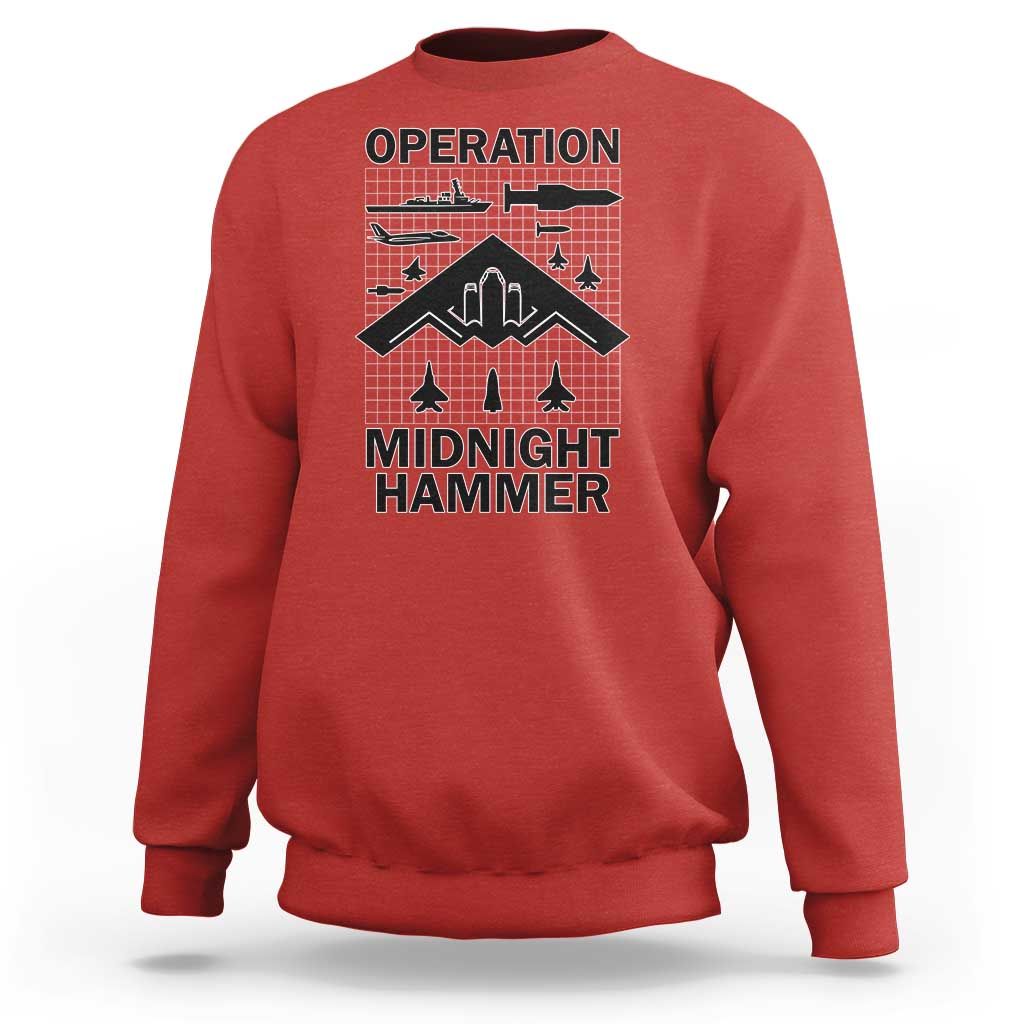 Operation Midnight Hammer Military Sweatshirt Tactical Warfare Jets Bombers - Wonder Print Shop