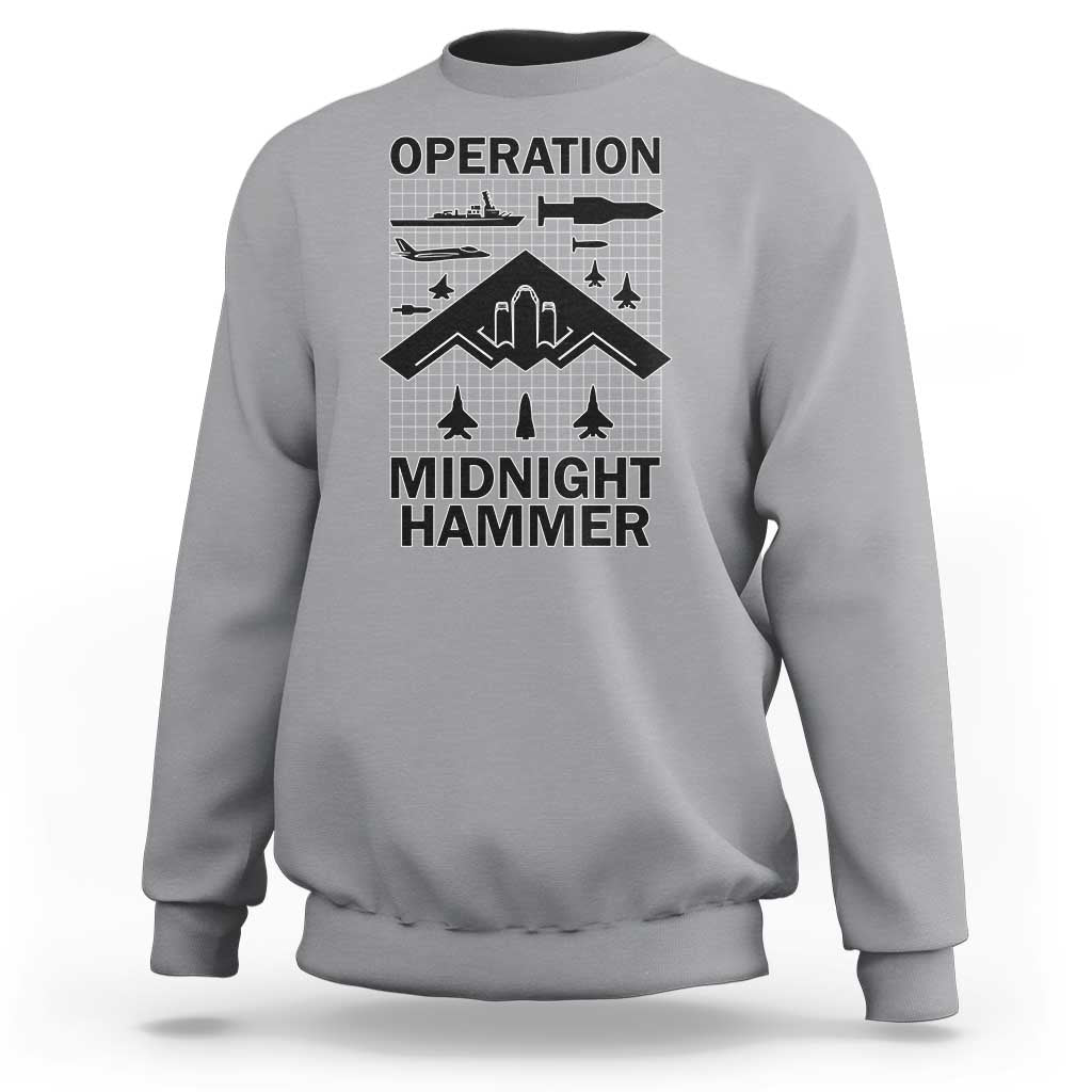 Operation Midnight Hammer Military Sweatshirt Tactical Warfare Jets Bombers - Wonder Print Shop