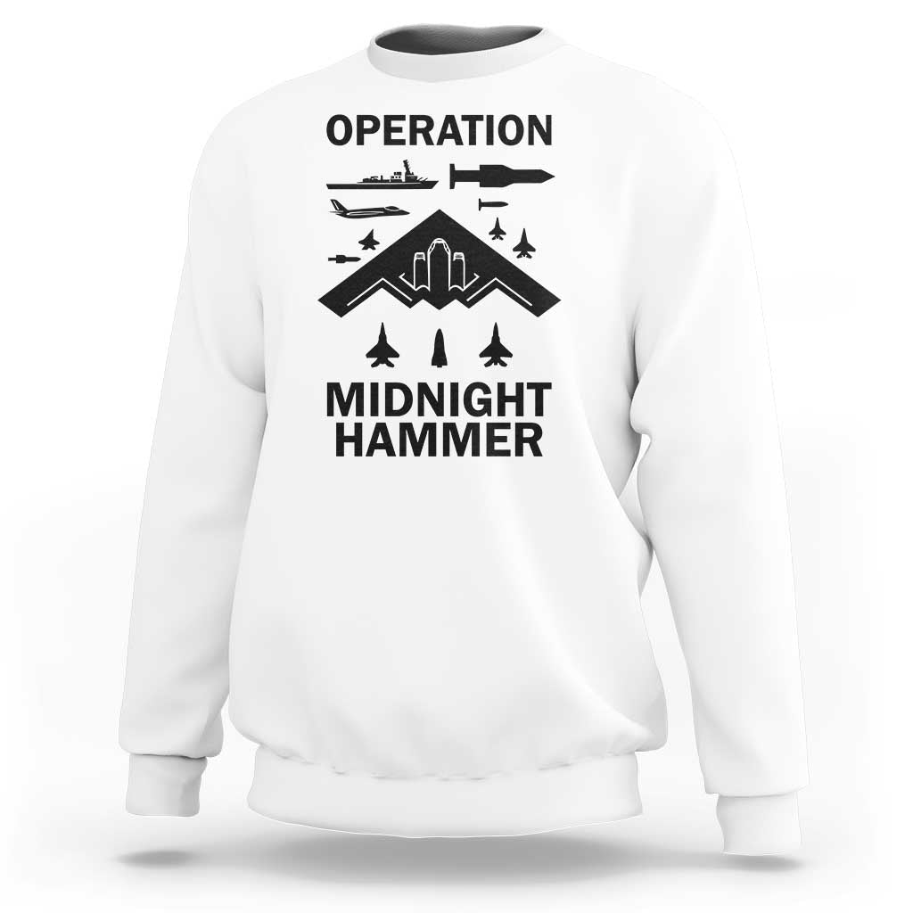Operation Midnight Hammer Military Sweatshirt Tactical Warfare Jets Bombers - Wonder Print Shop