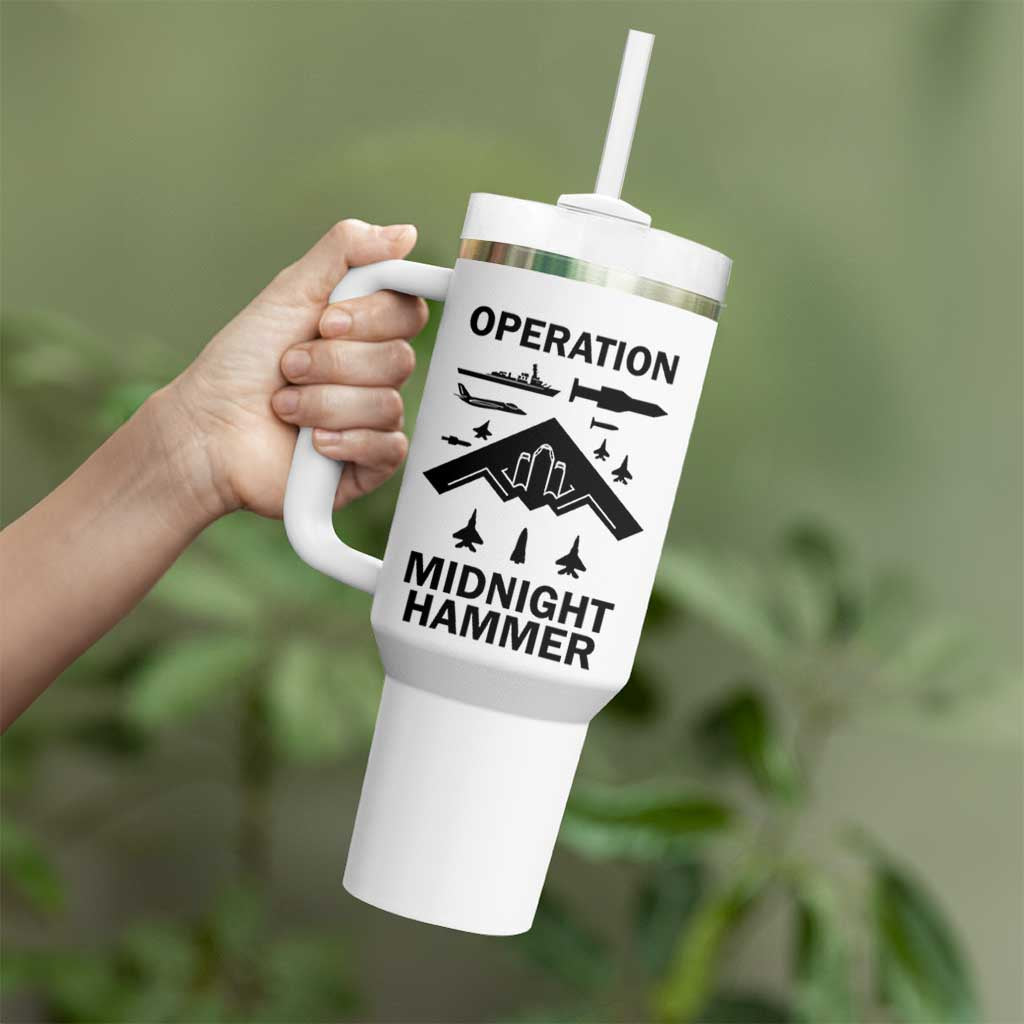 Operation Midnight Hammer Military Tumbler With Handle Tactical Warfare Jets Bombers - Wonder Print Shop