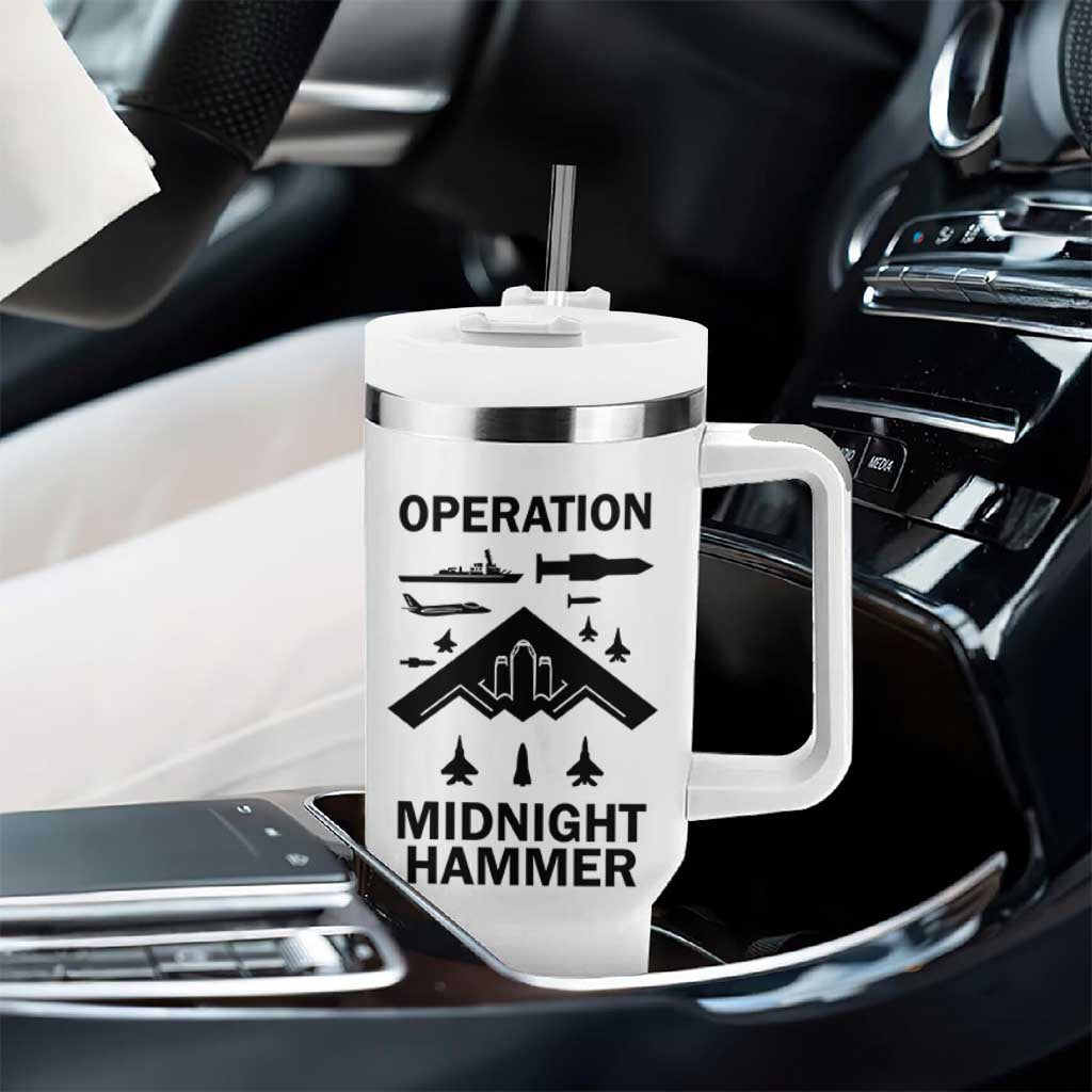 Operation Midnight Hammer Military Tumbler With Handle Tactical Warfare Jets Bombers - Wonder Print Shop