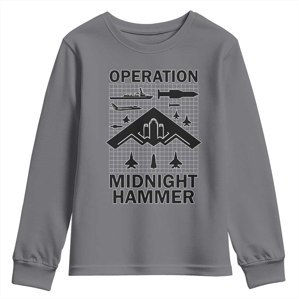 Operation Midnight Hammer Military Youth Sweatshirt Tactical Warfare Jets Bombers - Wonder Print Shop