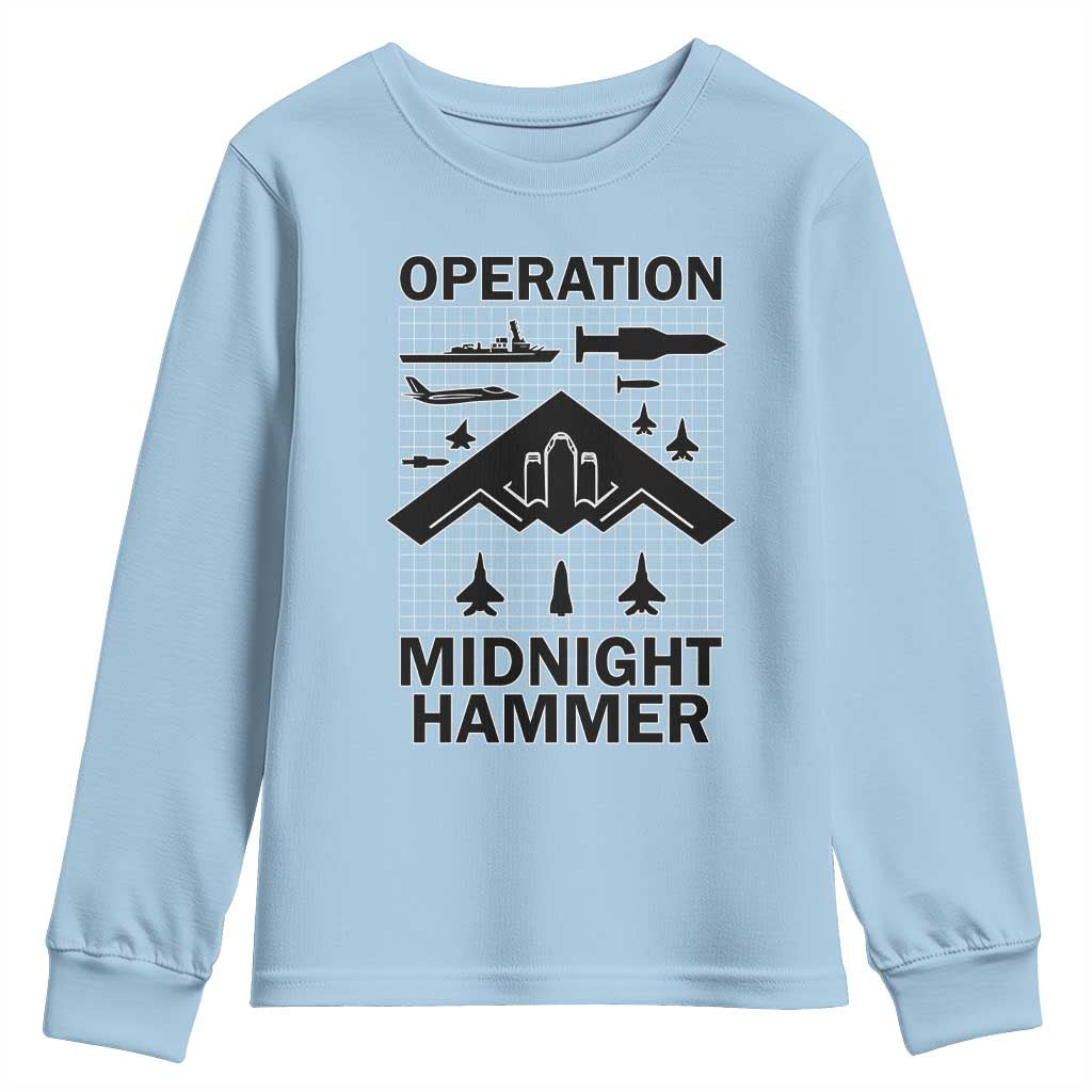 Operation Midnight Hammer Military Youth Sweatshirt Tactical Warfare Jets Bombers - Wonder Print Shop