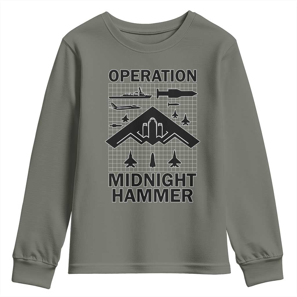 Operation Midnight Hammer Military Youth Sweatshirt Tactical Warfare Jets Bombers - Wonder Print Shop