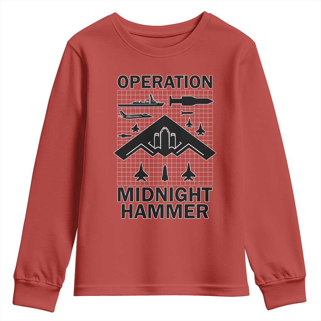 Operation Midnight Hammer Military Youth Sweatshirt Tactical Warfare Jets Bombers - Wonder Print Shop