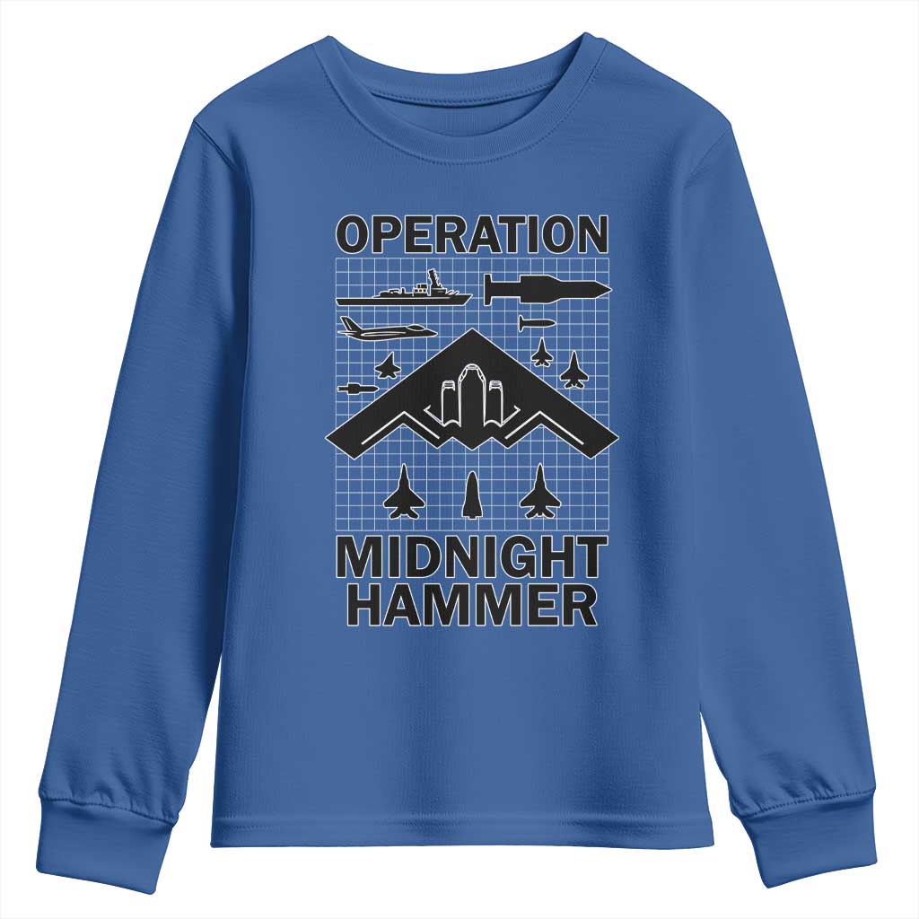 Operation Midnight Hammer Military Youth Sweatshirt Tactical Warfare Jets Bombers - Wonder Print Shop