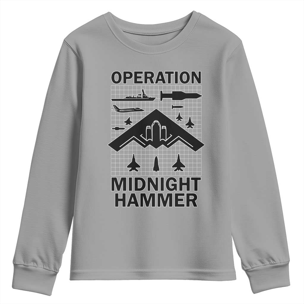 Operation Midnight Hammer Military Youth Sweatshirt Tactical Warfare Jets Bombers - Wonder Print Shop