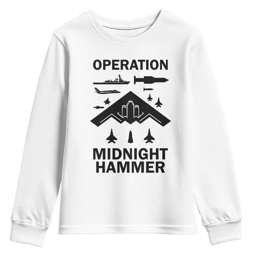 Operation Midnight Hammer Military Youth Sweatshirt Tactical Warfare Jets Bombers - Wonder Print Shop
