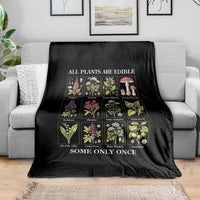 Vintage Botanical Poison Chart Graphic Throw Blanket All Plants Are Edible Some Only Once