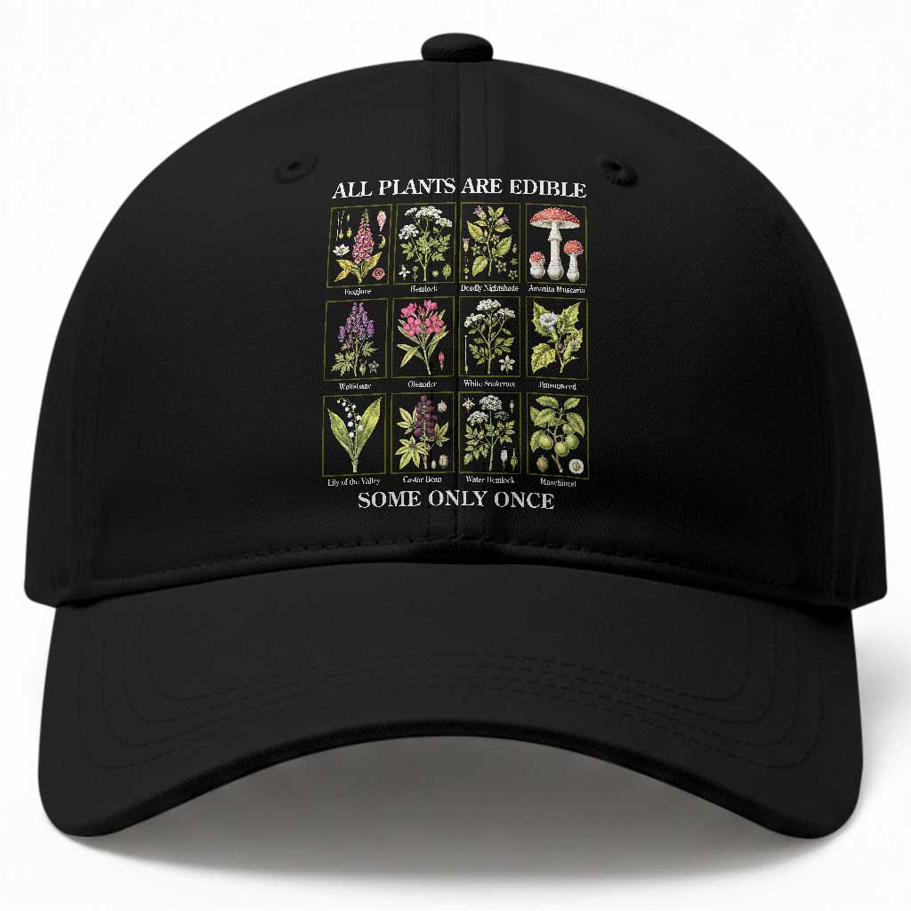Vintage Botanical Poison Chart Graphic Baseball Cap All Plants Are Edible Some Only Once