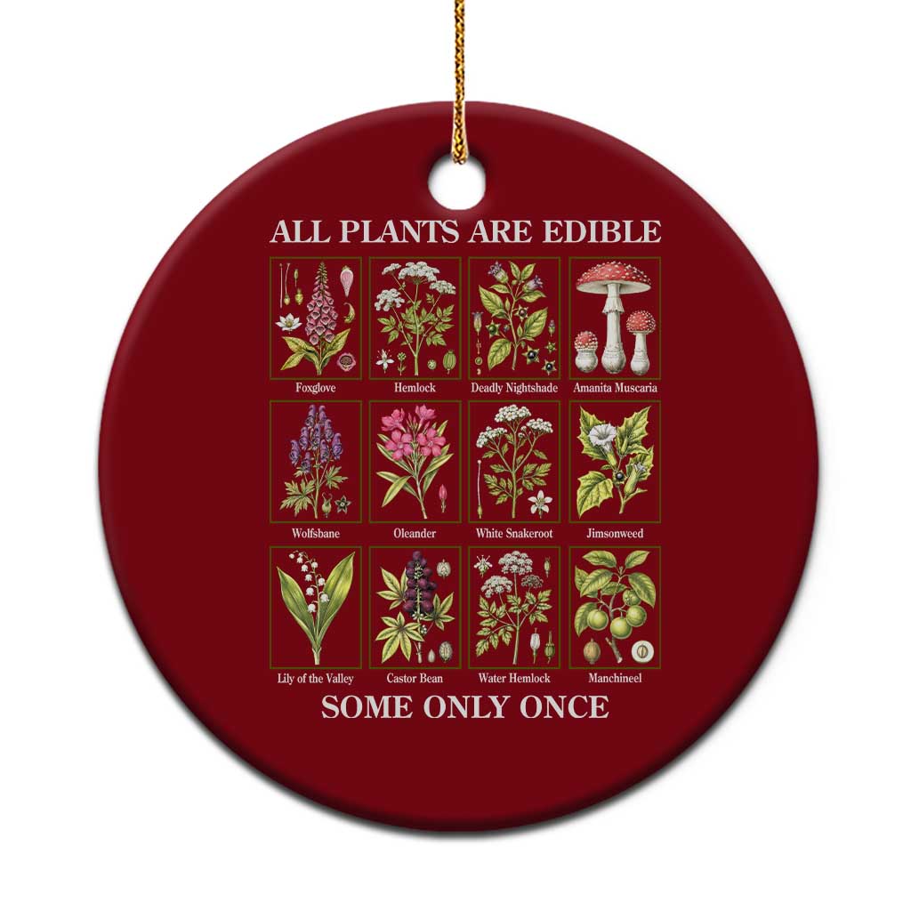 Vintage Botanical Poison Chart Graphic Ceramic Ornament All Plants Are Edible Some Only Once