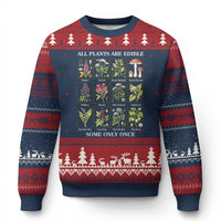 Vintage Botanical Poison Chart Graphic Ugly Christmas Sweater All Plants Are Edible Some Only Once