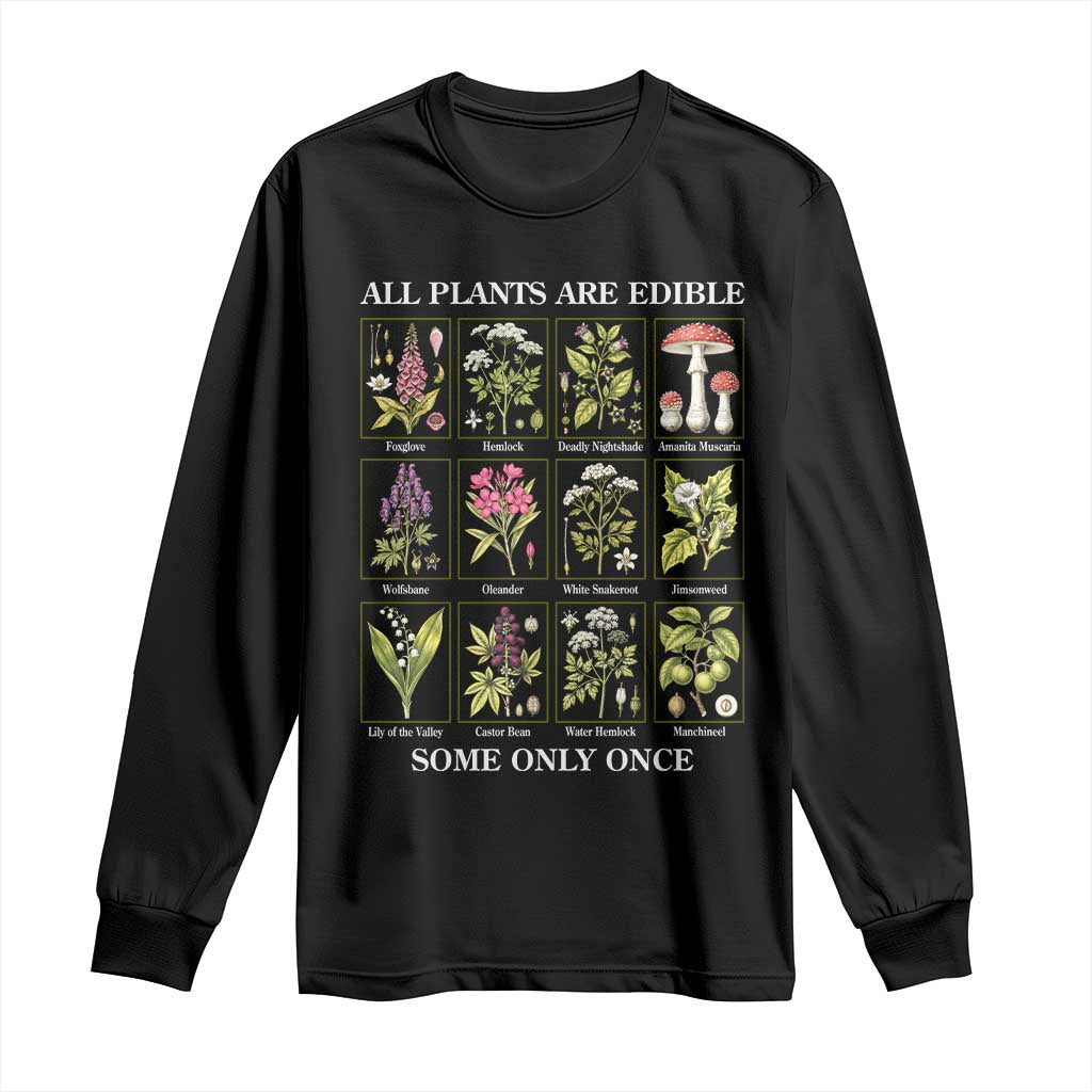Vintage Botanical Poison Chart Graphic Long Sleeve Shirt All Plants Are Edible Some Only Once
