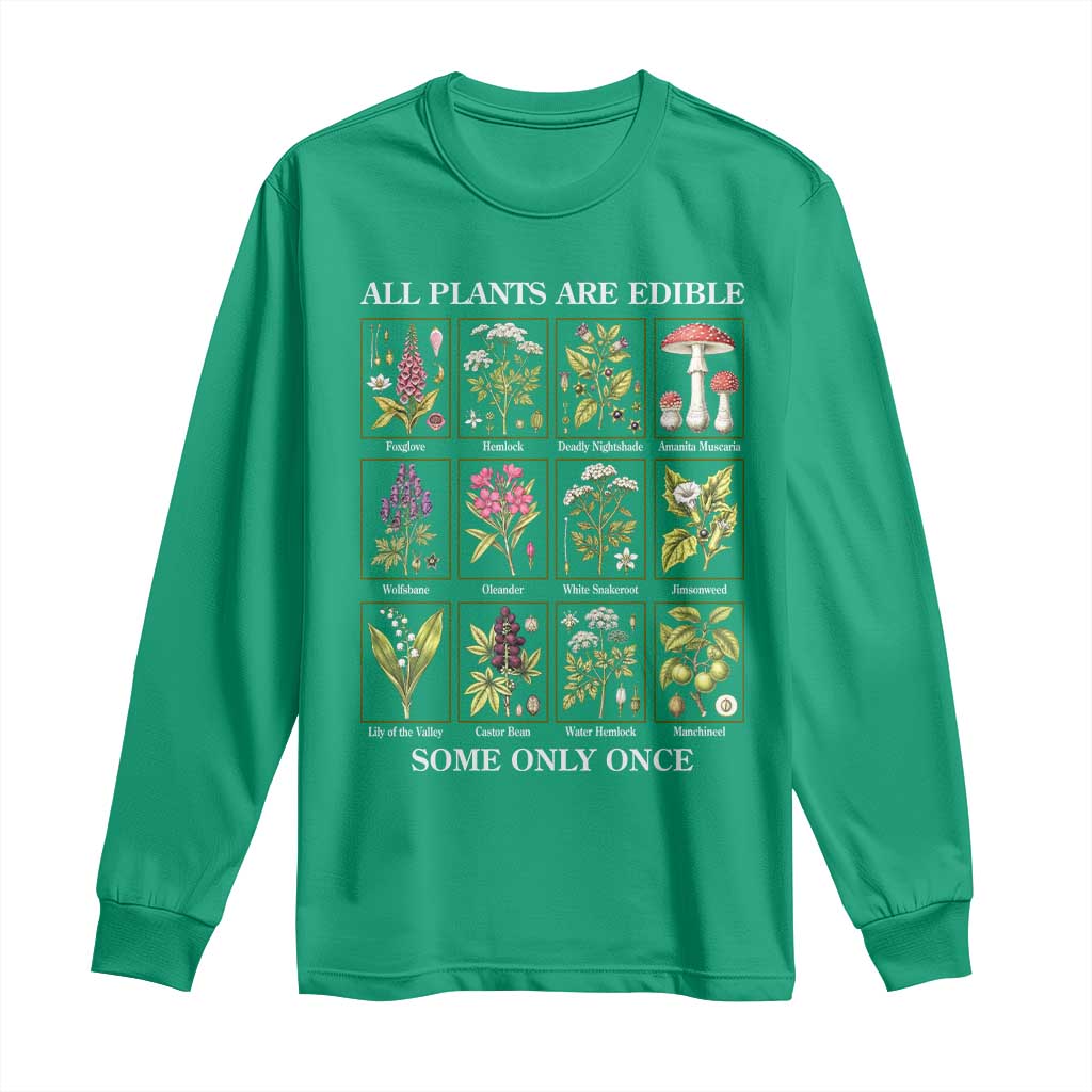 Vintage Botanical Poison Chart Graphic Long Sleeve Shirt All Plants Are Edible Some Only Once