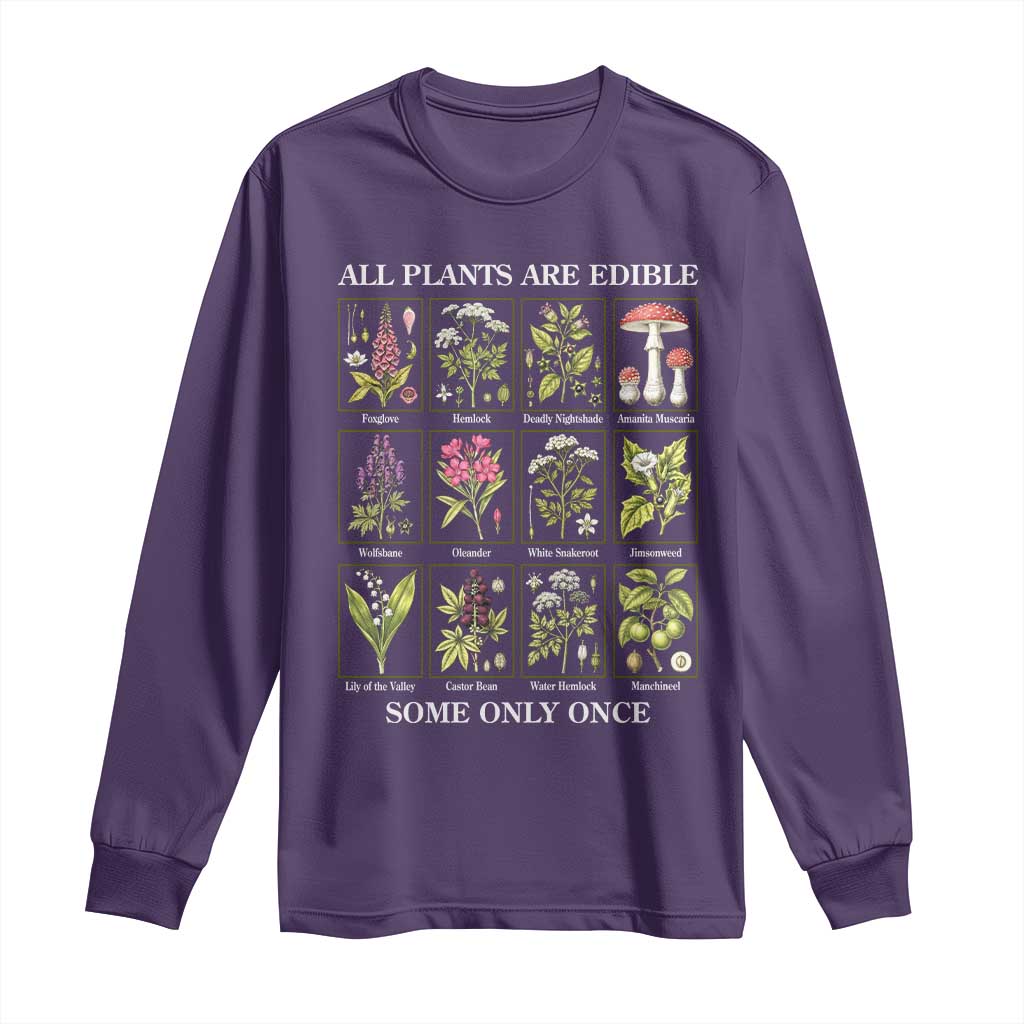Vintage Botanical Poison Chart Graphic Long Sleeve Shirt All Plants Are Edible Some Only Once