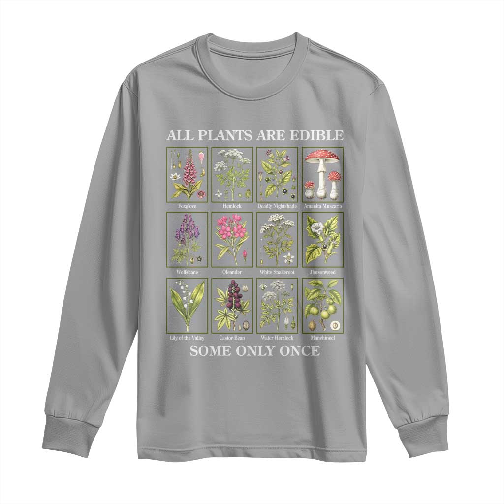 Vintage Botanical Poison Chart Graphic Long Sleeve Shirt All Plants Are Edible Some Only Once