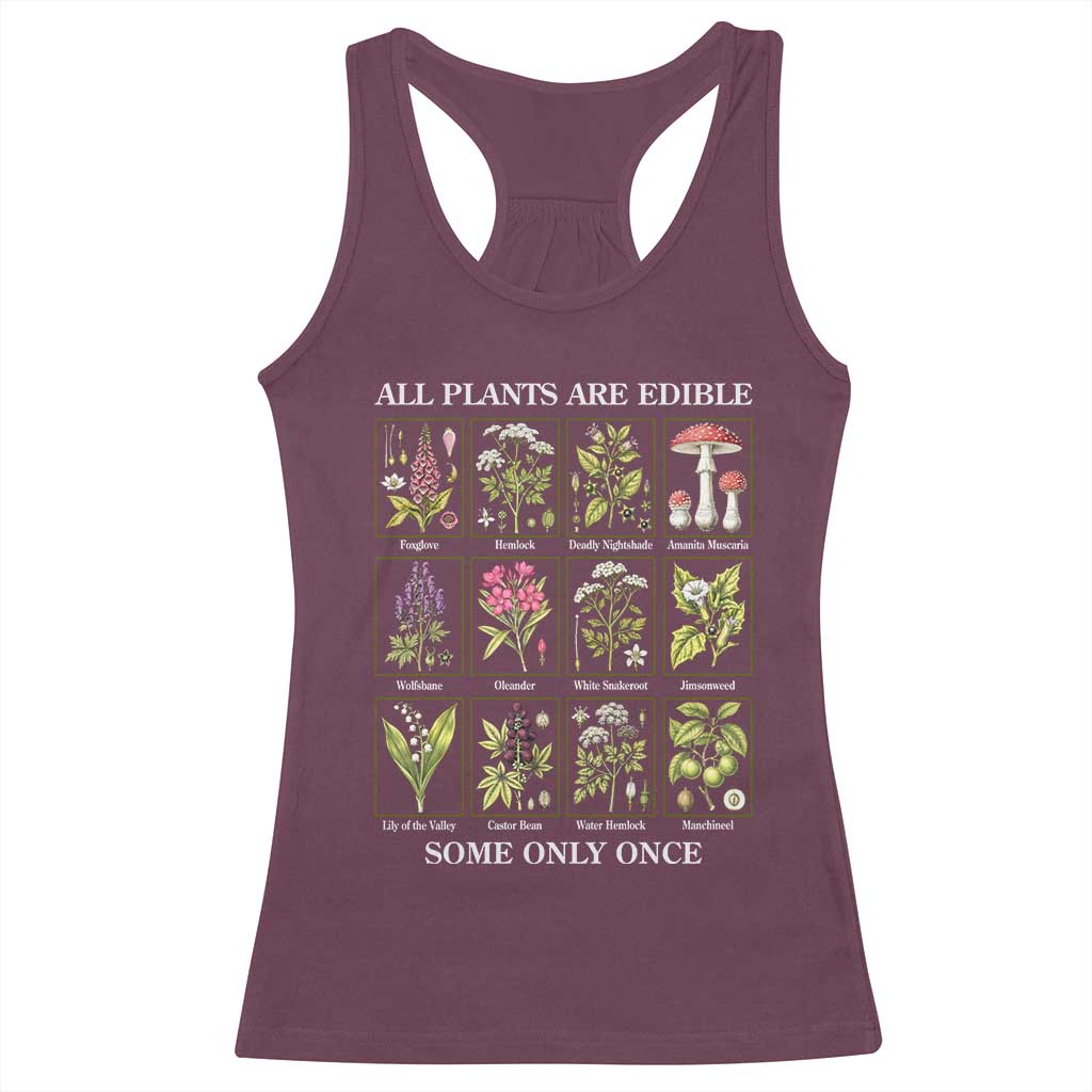 Vintage Botanical Poison Chart Graphic Racerback Tank Top All Plants Are Edible Some Only Once