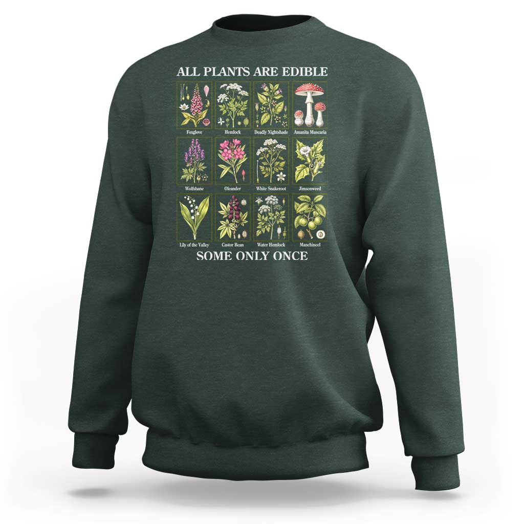 Vintage Botanical Poison Chart Graphic Sweatshirt All Plants Are Edible Some Only Once