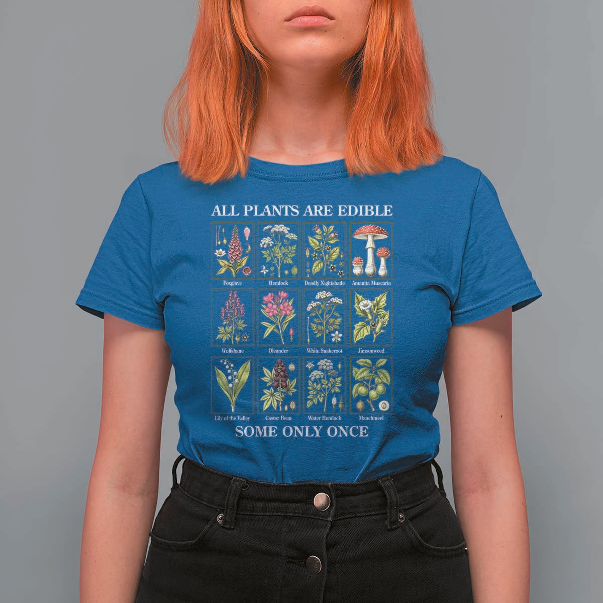 Vintage Botanical Poison Chart Graphic T Shirt For Women All Plants Are Edible Some Only Once