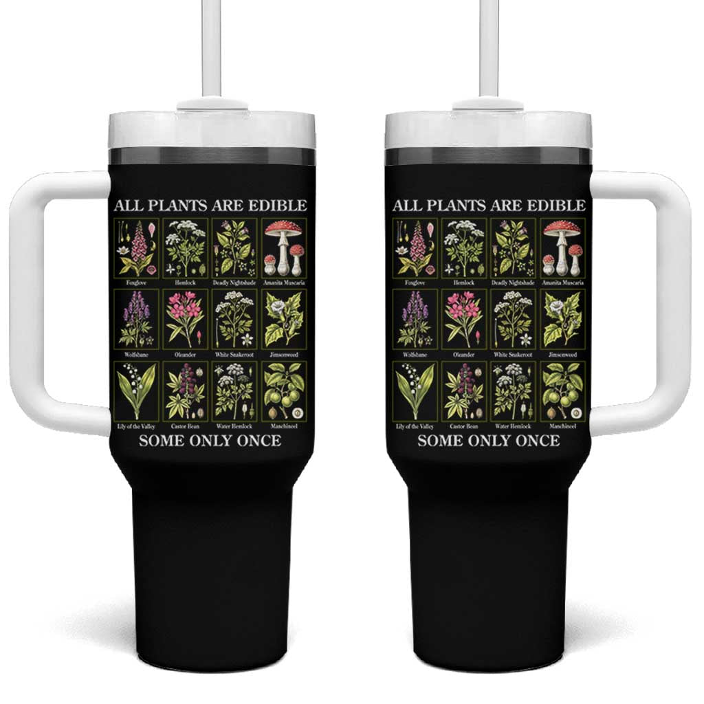 Vintage Botanical Poison Chart Graphic Tumbler With Handle All Plants Are Edible Some Only Once
